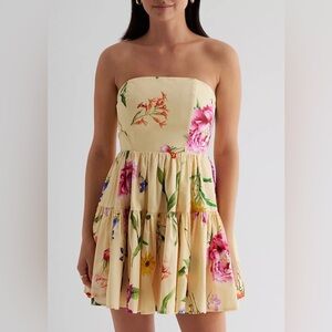 Express Floral Strapless Mini Dress